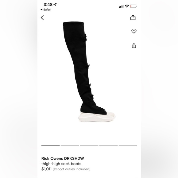 Rick Owens Dark Shadow boots . size 37(7) W . brand new never worn $600 OBO - Picture 1 of 4